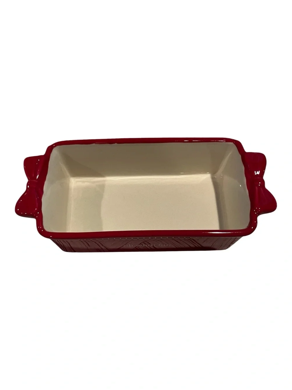 Oh What Fun Red Holiday Ceramic Baking Dish White Hallmark Plate Sugar Cookie
